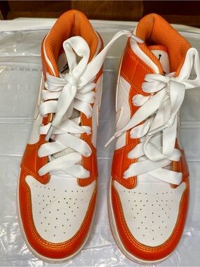 Nike Air Jordan 1 Mid Metallic Orange  Sneakers Shoes Girl's Size 6Y